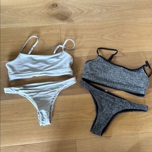Women's Two-Piece Bikini Set - Black and Gray